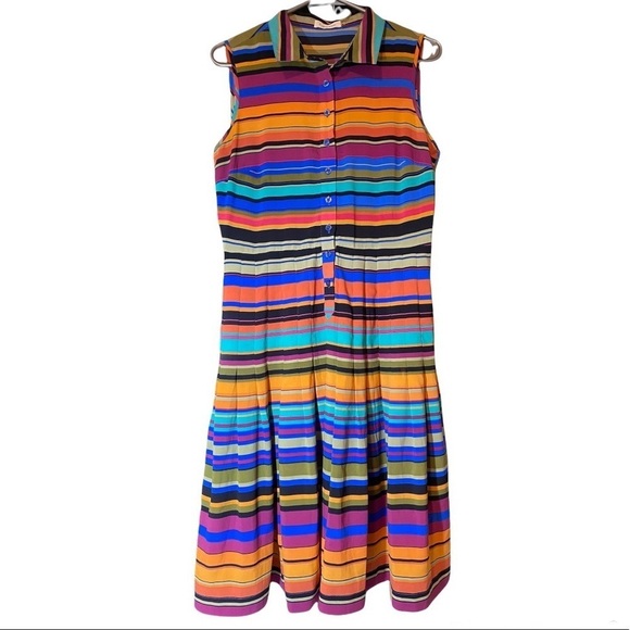 Calvin Klein Sleeveless Multicolor Stripe Dress size 8 - Picture 4 of 8